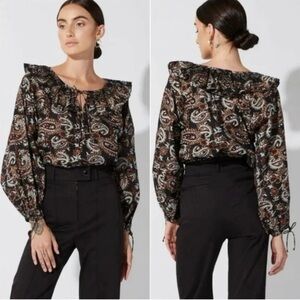 Cleobella Jillian Blouse in Avalon Block Print Size M